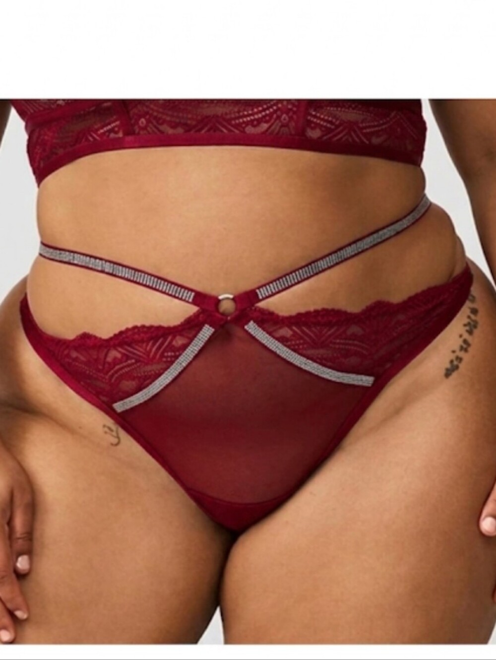 #117R Torrid 2 Diamante Lace Strappy G-String Panty